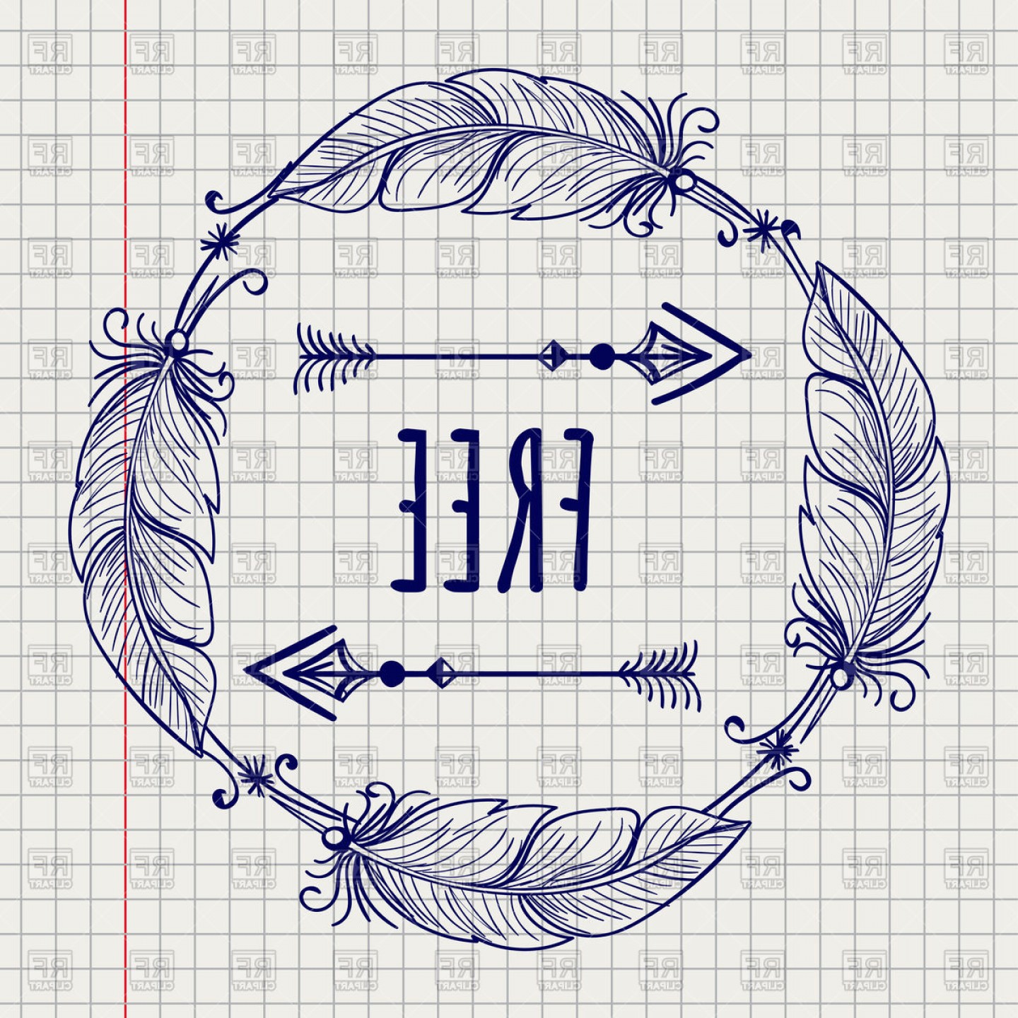 1440x1440 Boho Tribal Style Frame With Feather Arrows Vector Clipart Newwaysys