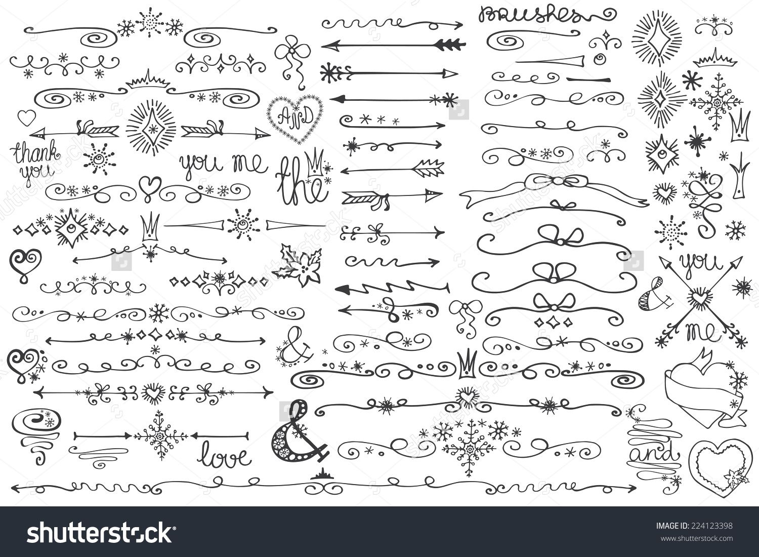 1500x1100 Winter,christmas Doodles Border,arrow,brushes Decorative Heart