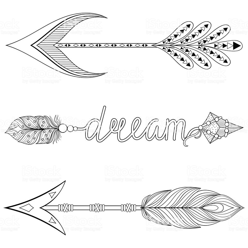 Coloring Book Bohemian Dream Arrows Set With Feathers 1024x1024 Coloring Book Bohemian Dream Arrows Set With Feathers