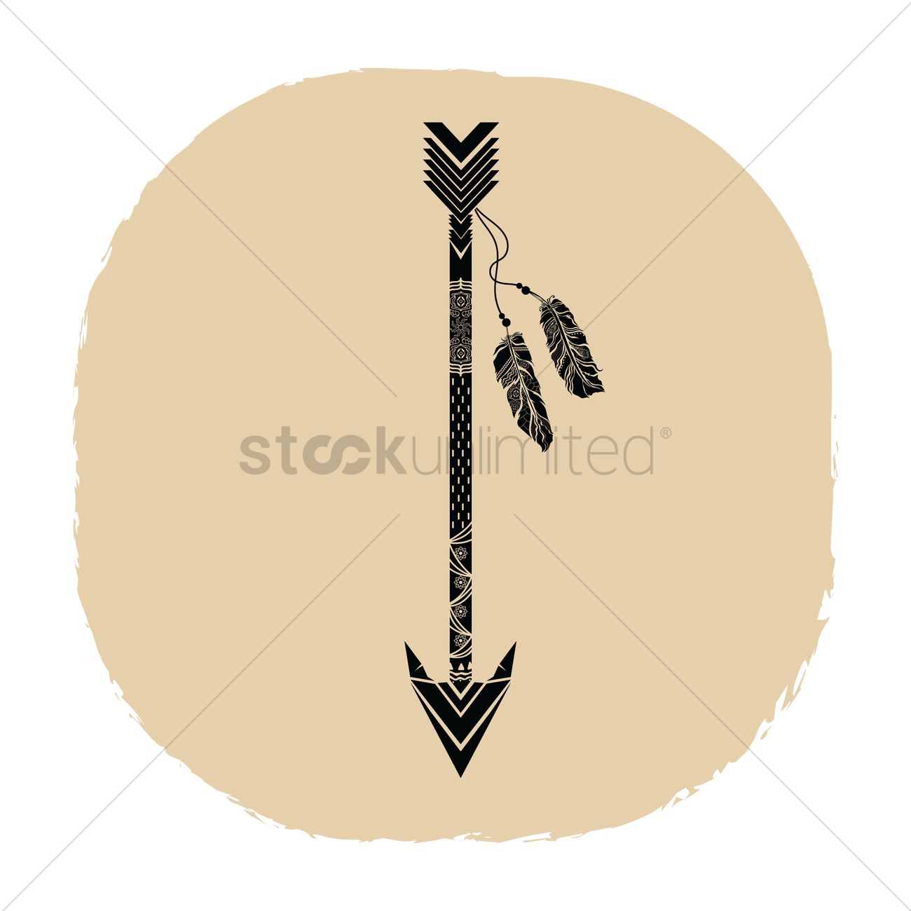Ethnic Arrow With Feather Vector Image 1300x1300 Ethnic Arrow With Feather Vector Image