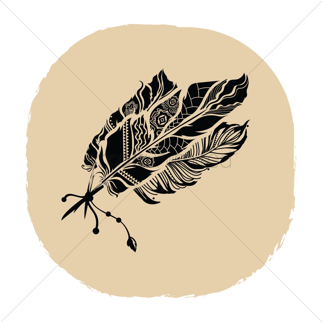 Ethnic Arrow With Feathers Vector Image 1300x1300 Ethnic Arrow With Feathers Vector Image