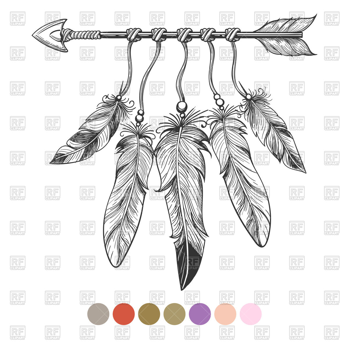 Hand Drawn Boho Element Arrow And Feathers Vector Image 1200x1200 Hand Drawn Boho Element Arrow And Feathers Vector Image