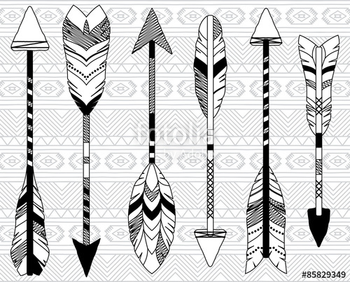 Vector Collection Of Stylized Tribal Feather Arrows Stock Image 500x402 Vector Collection Of Stylized Tribal Feather Arrows Stock Image