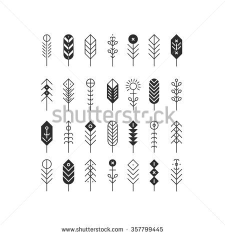 Vector Line Feathers And Arrows, Abstract Geometric Elements 450x470 Vector Line Feathers And Arrows, Abstract Geometric Elements
