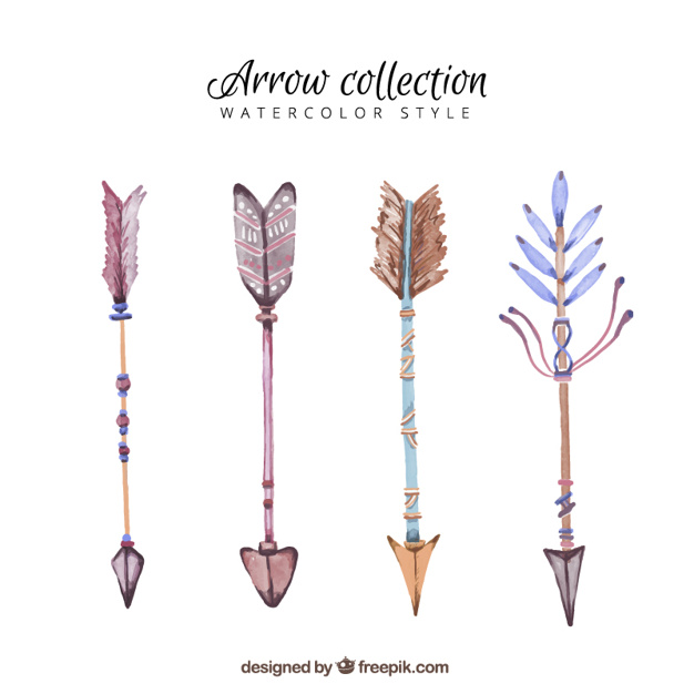 Watercolor Pack Of Arrows With Decorative Feathers Vector Free 626x626 Watercolor Pack Of Arrows With Decorative Feathers Vector Free