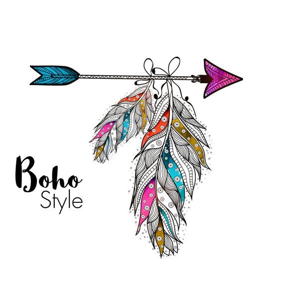 Boho Style, Arrow And Feather Clipart, Design, Pen Vector, Card 570x570 Boho Style, Arrow And Feather Clipart, Design, Pen Vector, Card