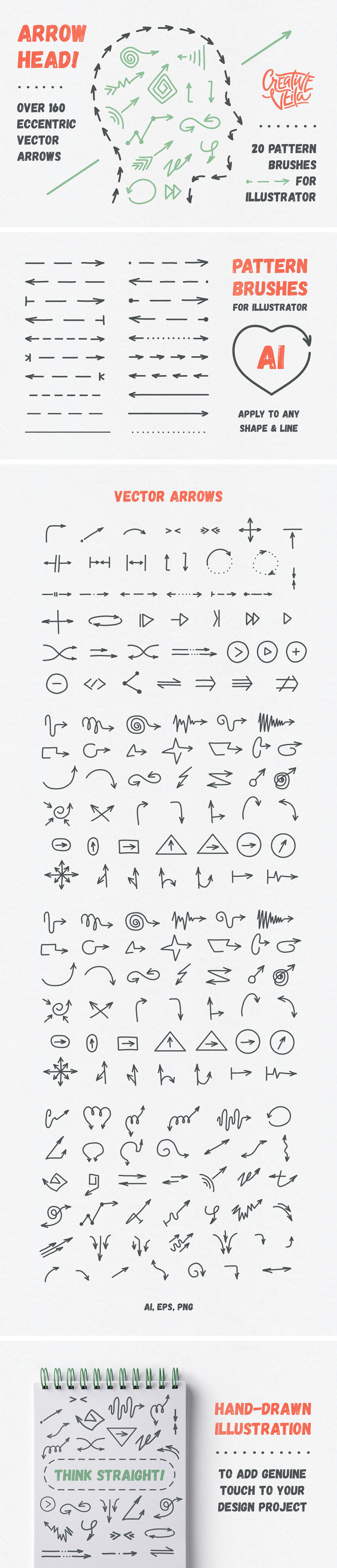 1360x6334 Vector Arrows Pattern Brushes Free Downoad