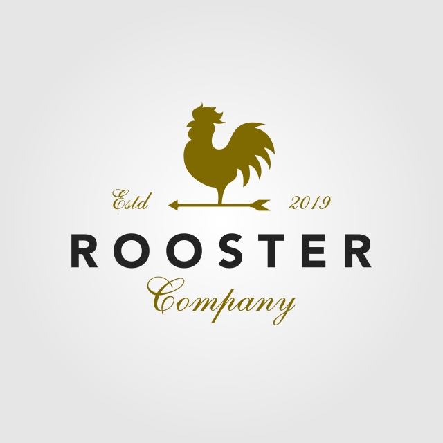 640x640 Vintage Rooster Logo Vector Arrow Icon Illustration Template