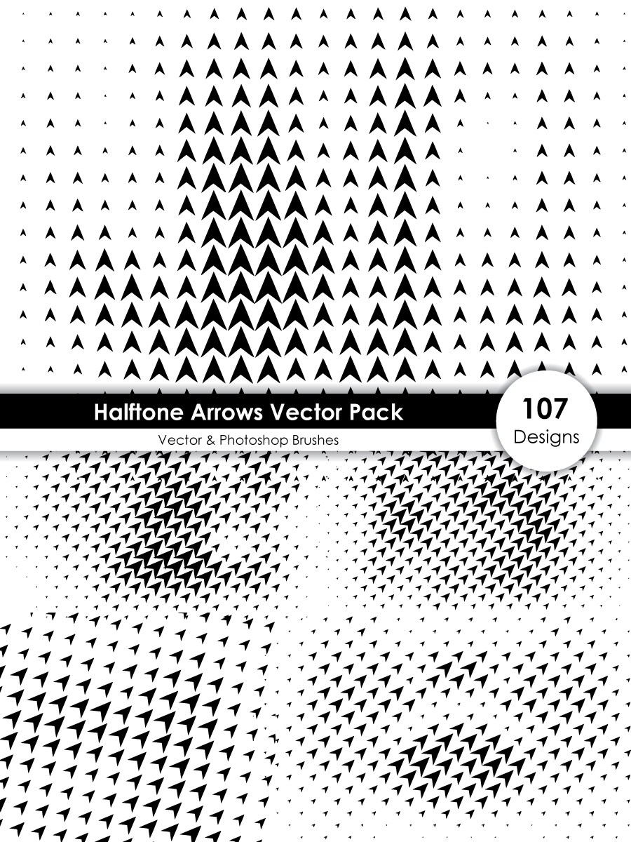 900x1200 Halftone Arrow Shape Pattern Vector And Photoshop Brush Pack