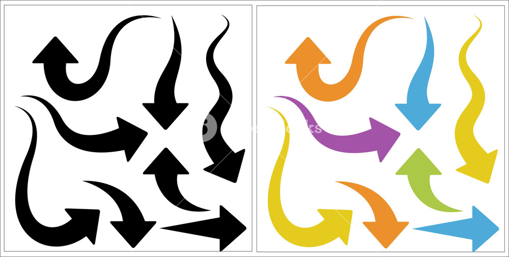 1000x505 Curly Arrows Shapes Vectors Royalty Free Stock Image