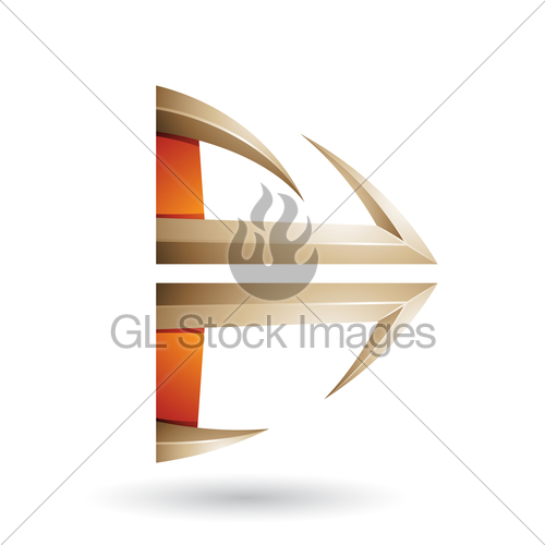 500x500 Orange And Beige Glossy Embossed Arrow Shape Vector Illus Gl