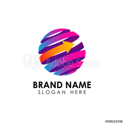 500x500 World Finance Business Logo Template Digital Globe With Arrow