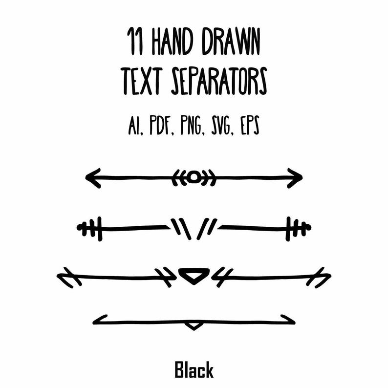 794x794 Hand Drawn Elegant Arrow Vector Header Decorative Text Divider Etsy