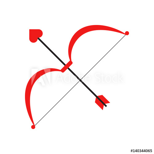 Flat Icon Bow And Arrow With Heart Vector Illustration 500x500 Flat Icon Bow And Arrow With Heart Vector Illustration