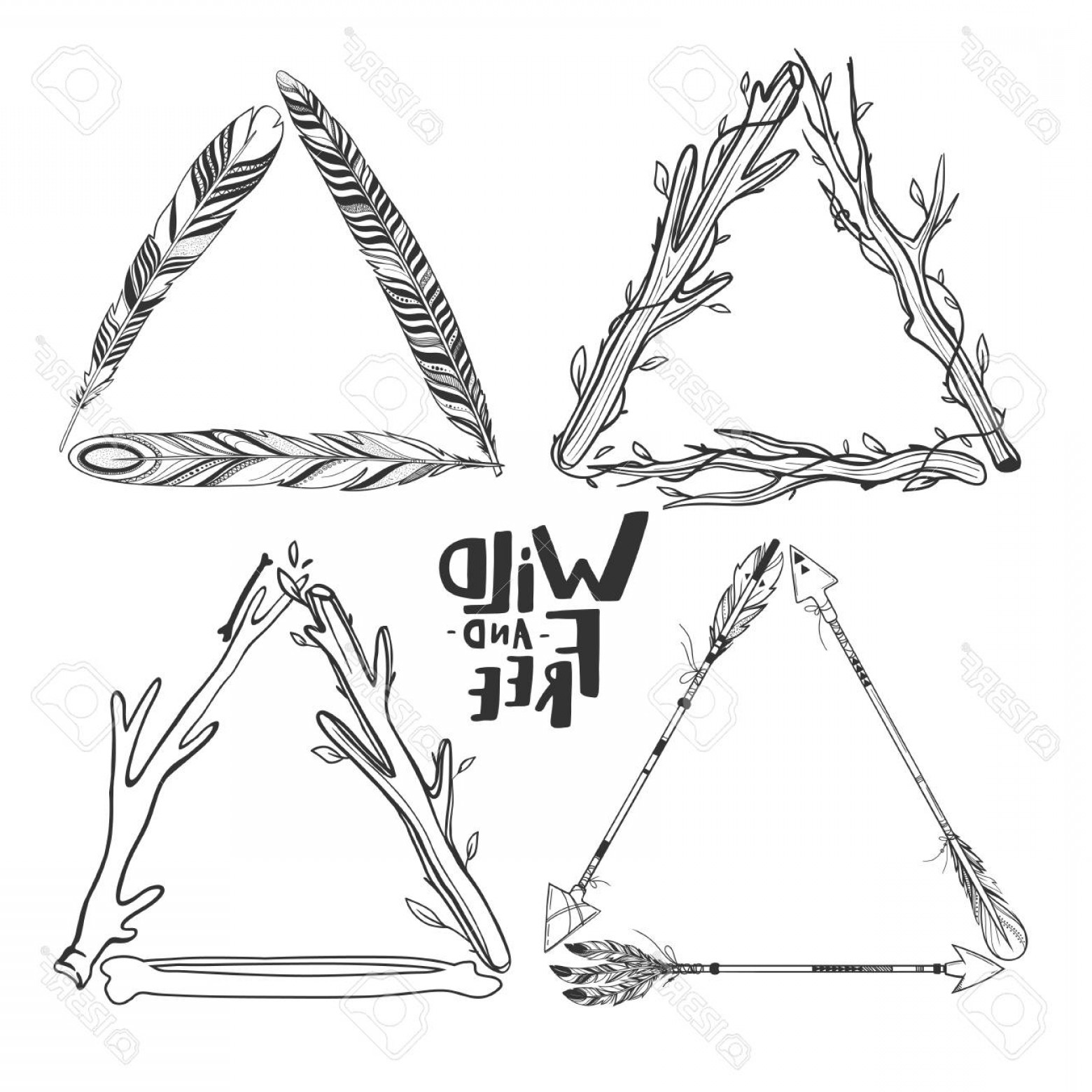 1560x1560 Photostock Vector Set Of Vector Boho Triangle Frames Isolated