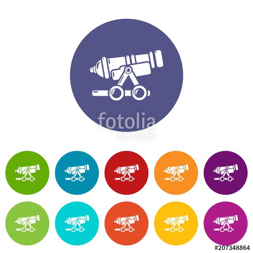 500x500 Coastal Cannon Icons Color Set Vector For Any Web Design On White