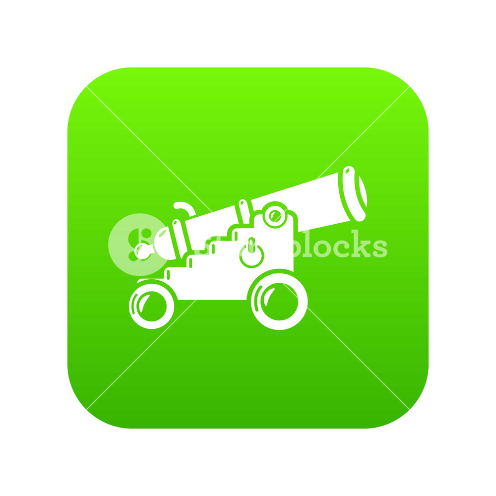 1000x1000 Menacing Cannon Icon Green Vector Isolated On White Background