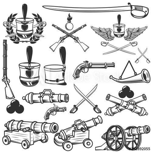500x500 Old Weapons, Muskets, Sabers, Cannons, Cores, Hussar Headgear