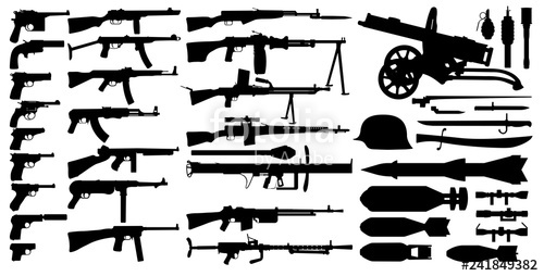 Firearms Arsenal, Military Weapons Collection Isolated Set Vector 500x254 Firearms Arsenal, Military Weapons Collection Isolated Set Vector