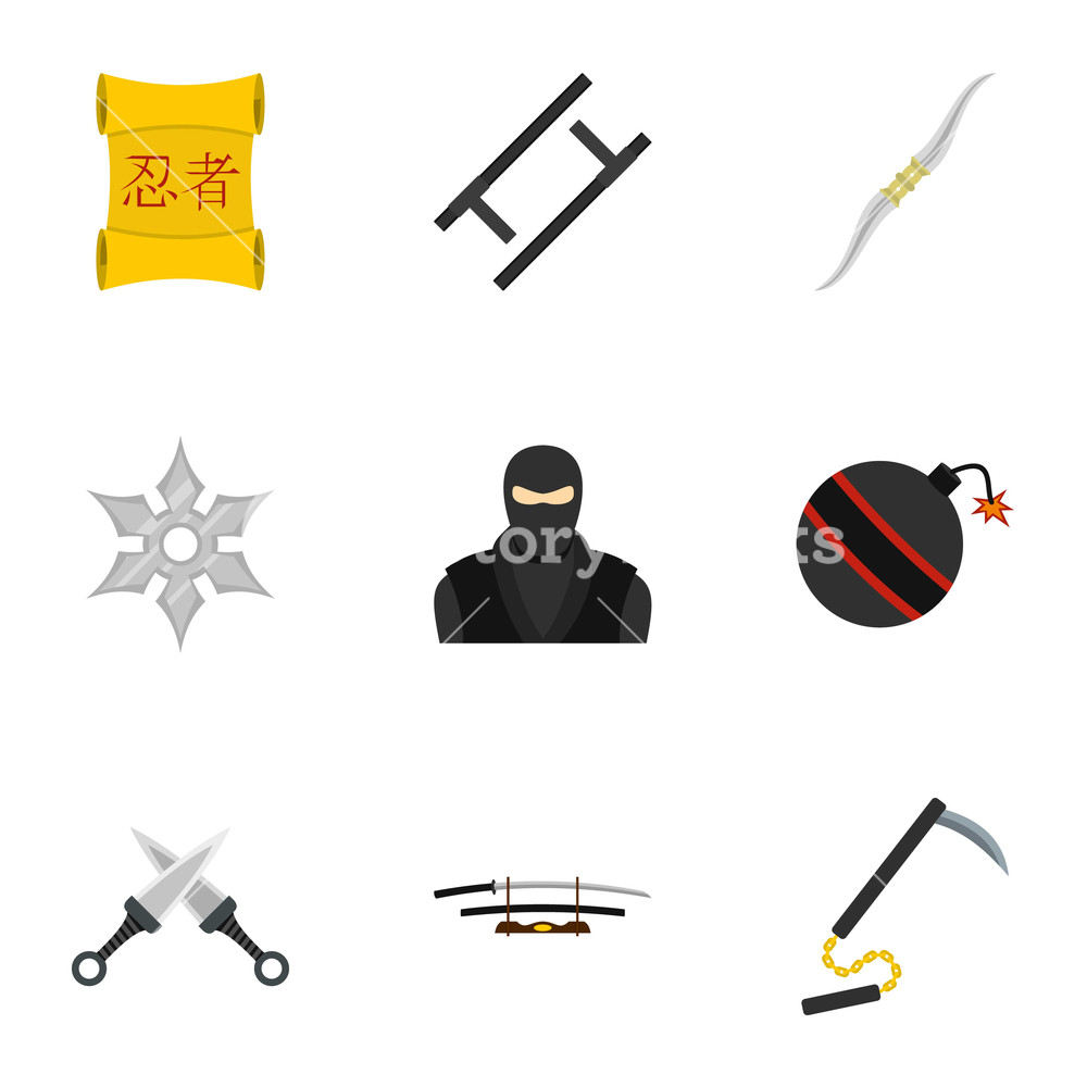 Ninja Arsenal Icons Set Flat Set Of Ninja Arsenal Vector Icons 1000x1000 Ninja Arsenal Icons Set Flat Set Of Ninja Arsenal Vector Icons