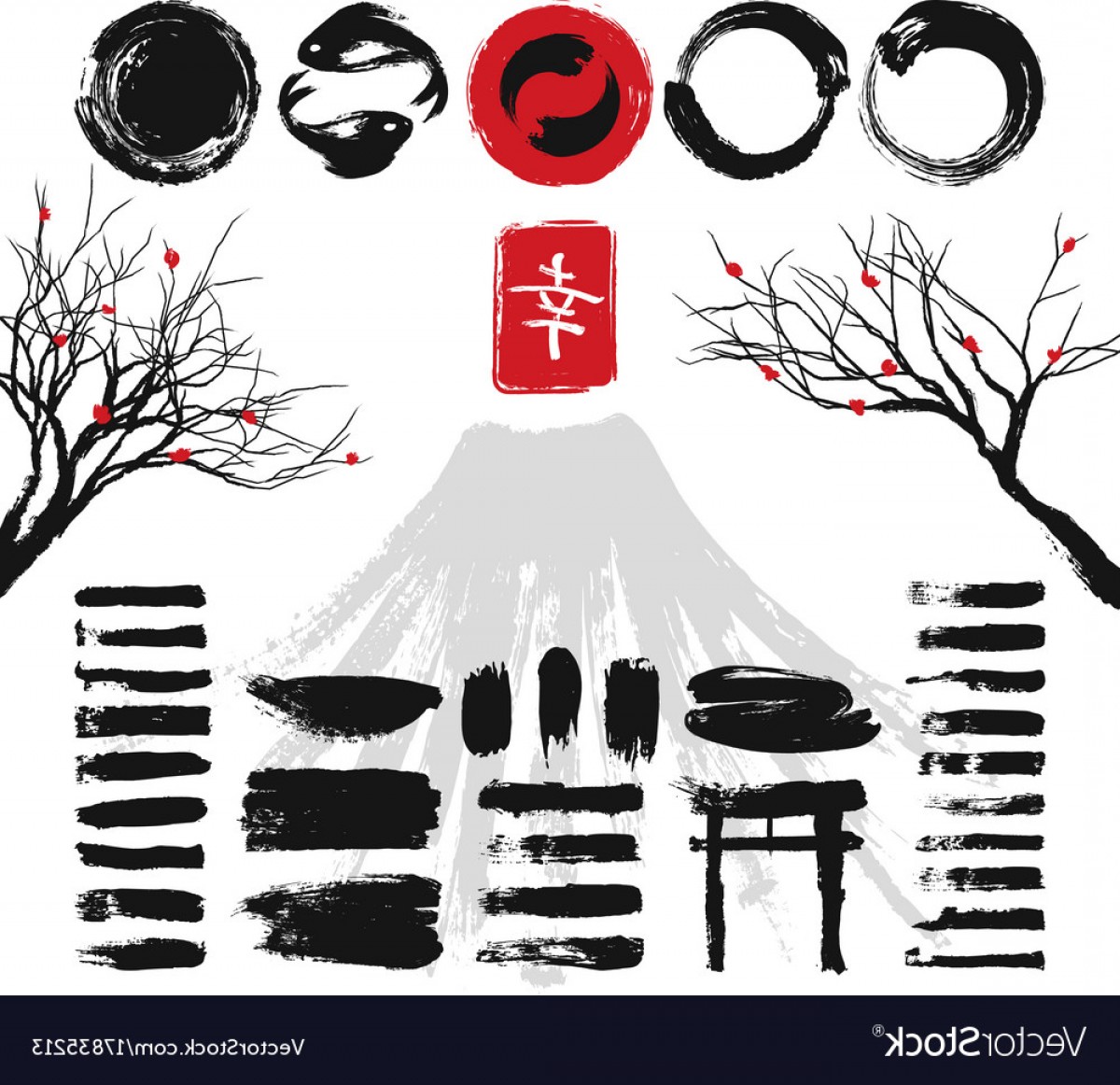 Japanese Ink Grunge Art Brushes And Asian Design Vector Handandbeak 1200x1162 Japanese Ink Grunge Art Brushes And Asian Design Vector Handandbeak
