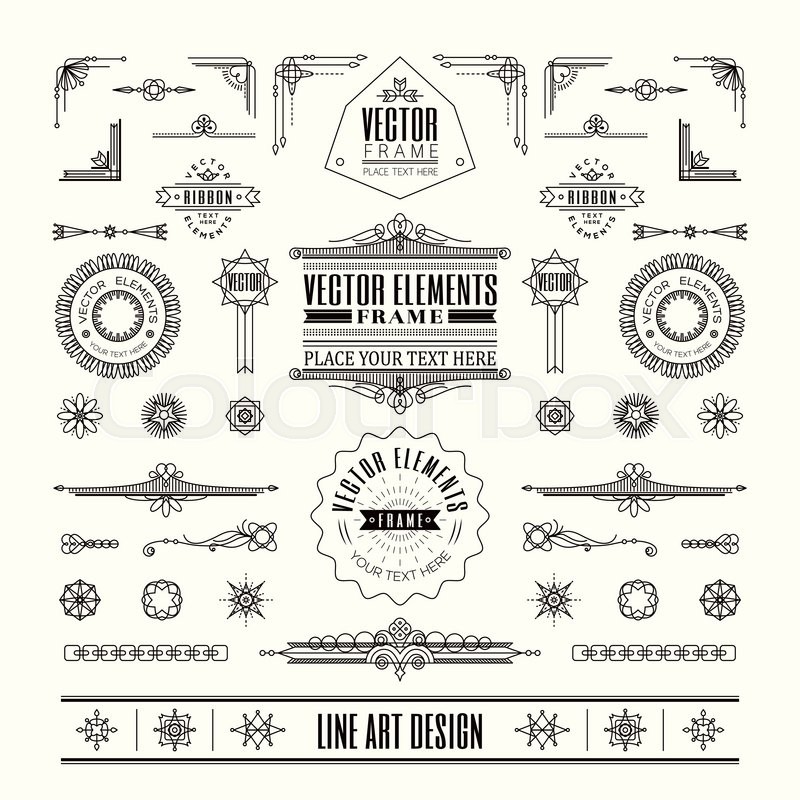 800x800 Set Of Linear Thin Line Art Deco Retro Stock Vector Colourbox