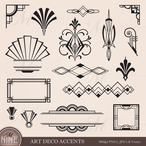 570x570 Digital Clipart Art Deco Design Elements Frames Borders