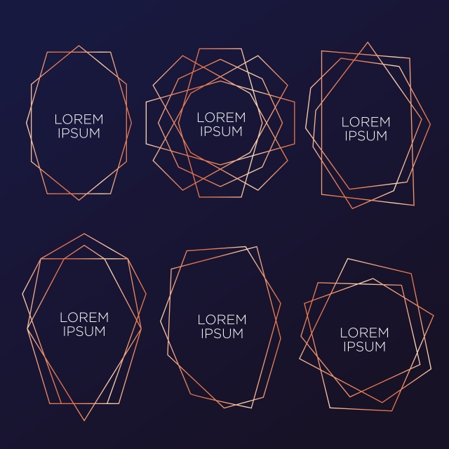 640x640 Gold Collection Of Geometrical Polyhedron Art Deco Style