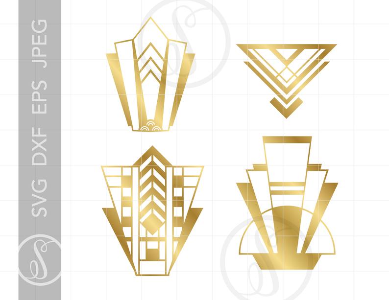 794x613 Gold Vector Art Deco Designs Clipart Downloads Etsy