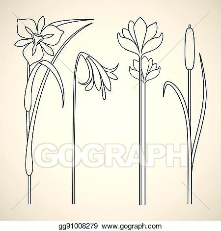 450x470 Vector Art Nouveau Flowers