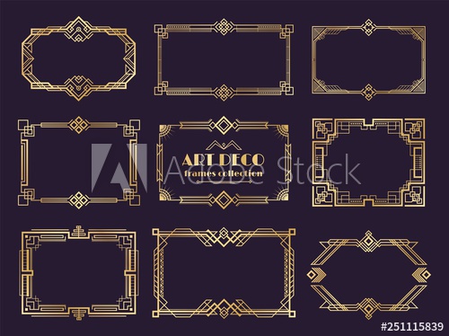 500x374 Art Deco Borders Set Golden Frames, Nouveau Luxury