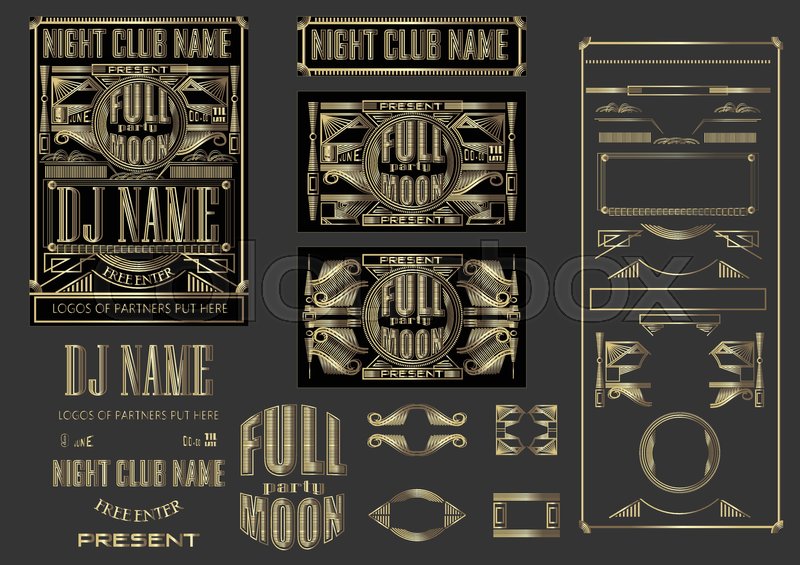 Fullmoon Party Art Deco Design Flyer Stock Vector Colourbox 800x565 Fullmoon Party Art Deco Design Flyer Stock Vector Colourbox