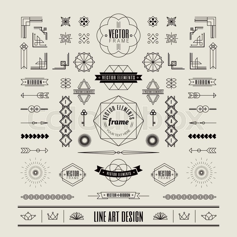 Set Of Linear Thin Line Art Deco Retro Stock Vector Colourbox 800x800 Set Of Linear Thin Line Art Deco Retro Stock Vector Colourbox