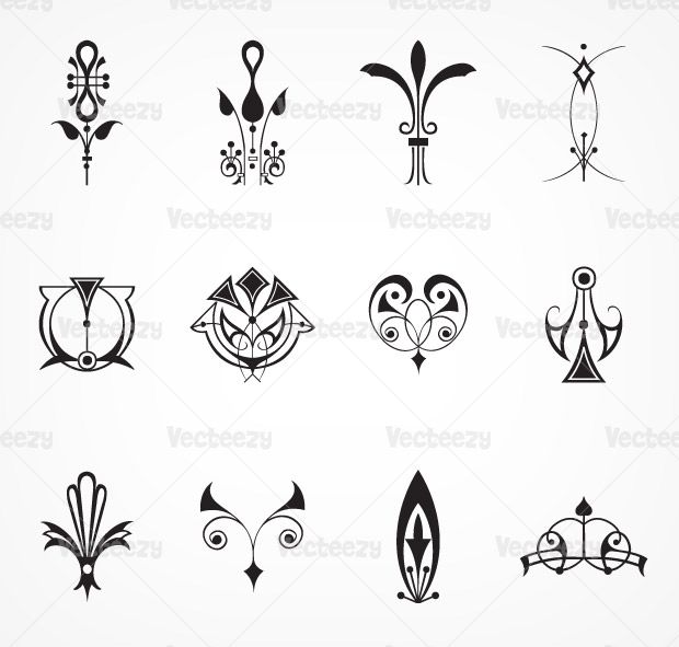 Art Nouveau Ornaments Vector 620x591 Art Nouveau Ornaments Vector