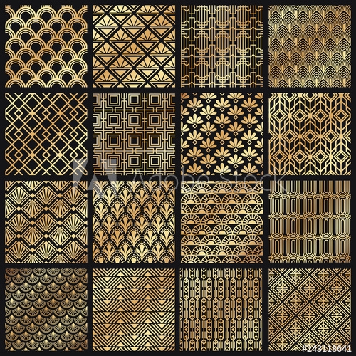500x500 Art Deco Patterns Decorative Golden Lines, Angular Line Frame