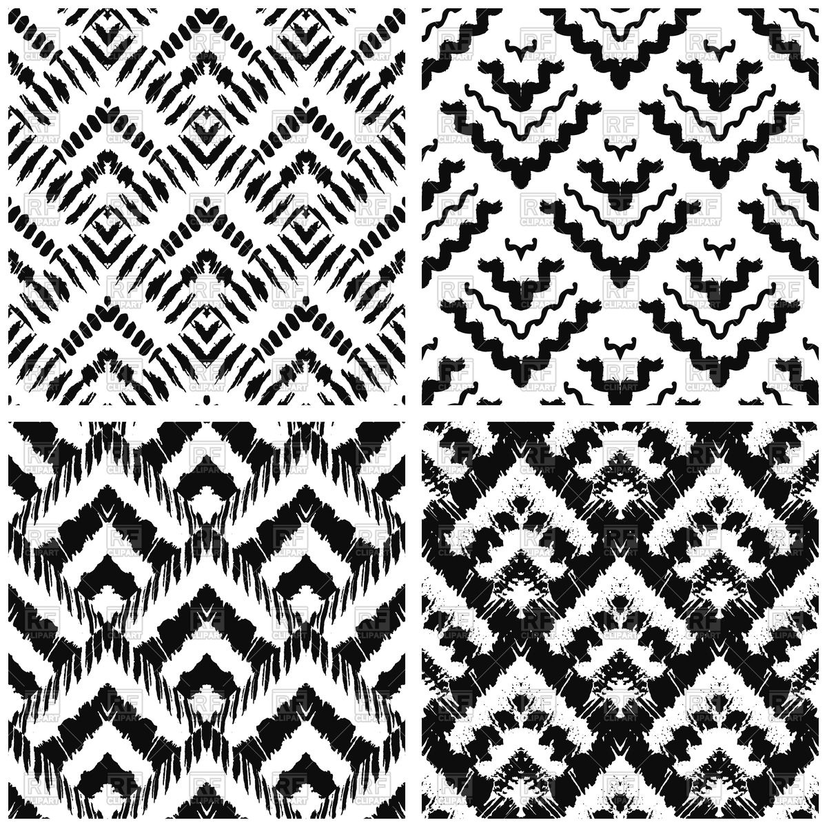 Hand Drawn Art Deco Painted Seamless Patterns Vector Image 1200x1200 Hand Drawn Art Deco Painted Seamless Patterns Vector Image