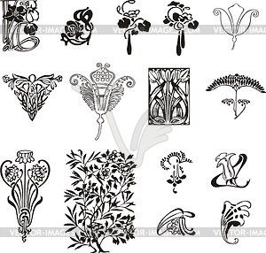 300x286 Art Nouveau Simple Floral Ornaments