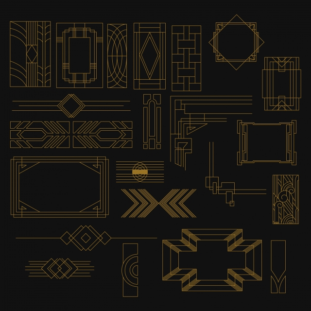 640x640 Set Of Art Deco Shapes, Decoration, Shape, Vintage Png And Vector