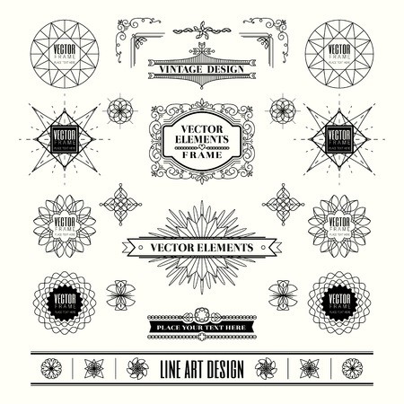 450x450 Set Of Linear Thin Line Art Deco Retro Vintage Design Elements