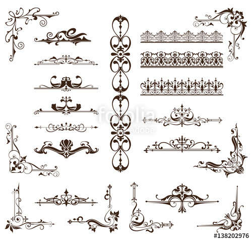 500x478 Art Deco Design Elements Of Vintage Ornaments And Borders Corners