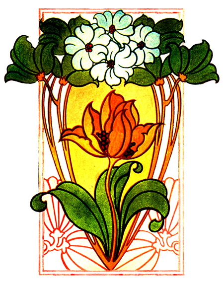 Art Nouveau Flowers Vector Free 451x574 Art Nouveau Flowers Vector Free