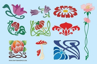 Art Nouveau Flowers Vector Graphics 380x252 Art Nouveau Flowers Vector Graphics