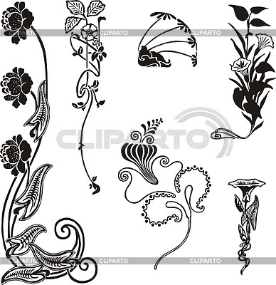Art Nouveau Simple Floral Ornaments Stock Vector Graphics Cliparto 388x400 Art Nouveau Simple Floral Ornaments Stock Vector Graphics Cliparto