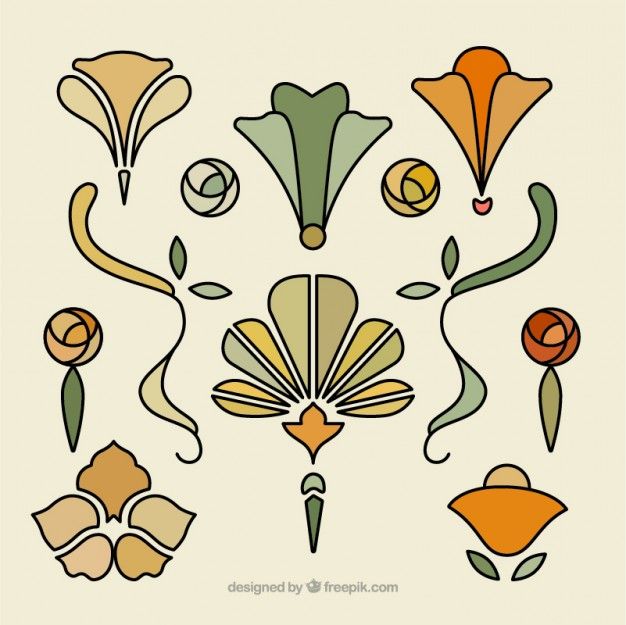 Hand Drawn Floral Ornaments In Art Nouveau Free Vector Art 626x625 Hand Drawn Floral Ornaments In Art Nouveau Free Vector Art