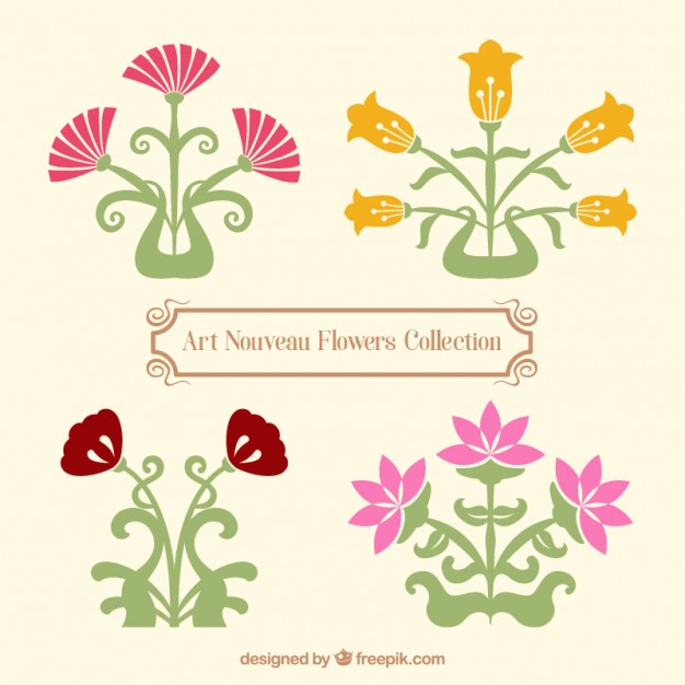 Variety Of Art Nouveau Flowers Vector Free Download 626x626 Variety Of Art Nouveau Flowers Vector Free Download