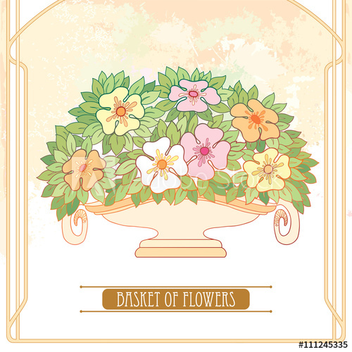Vector Vase With Bouquet Of Flower And Leaves In Art Nouveau 500x500 Vector Vase With Bouquet Of Flower And Leaves In Art Nouveau