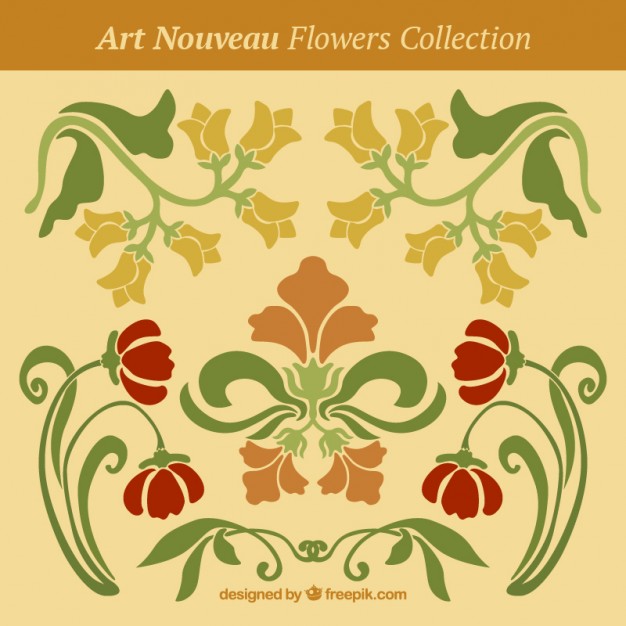 Vintage Flowers In Art Nouveau Style Vector Free Download 626x626 Vintage Flowers In Art Nouveau Style Vector Free Download