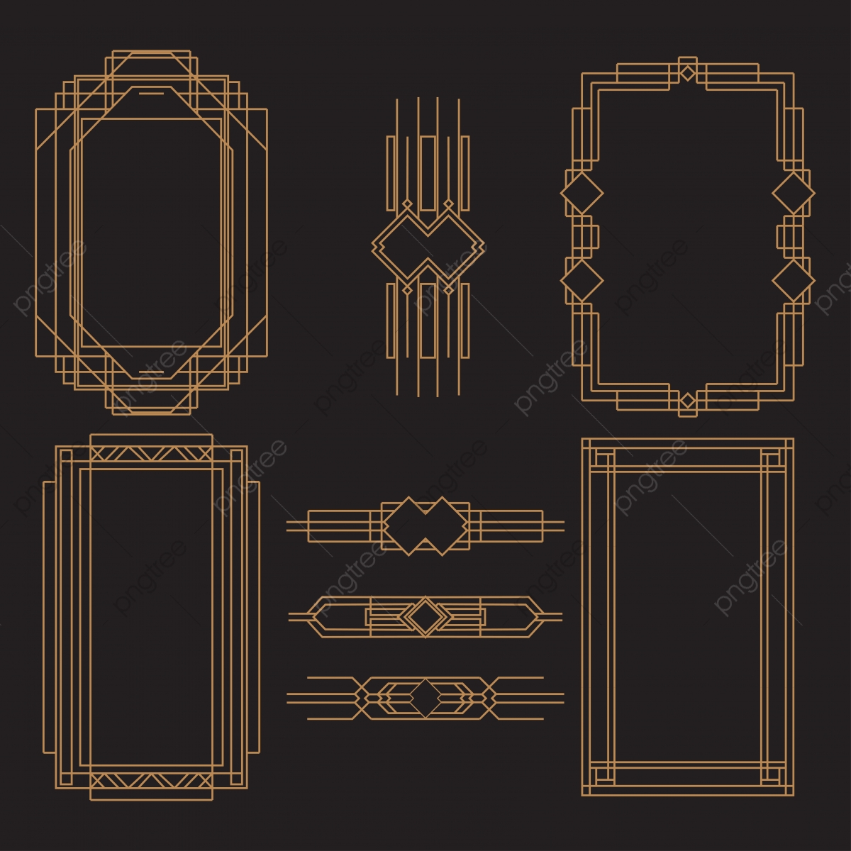 1200x1200 Set Of Art Deco Frame, Element, Decoration, Frame Png And Vector