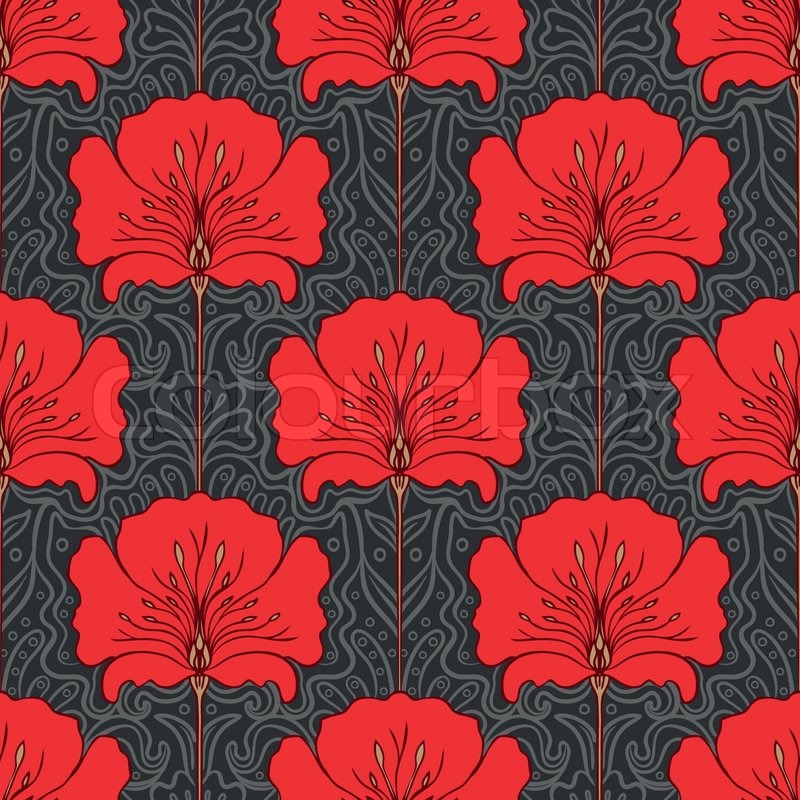 800x800 Colorful Seamless Pattern With Red Stock Vector Colourbox