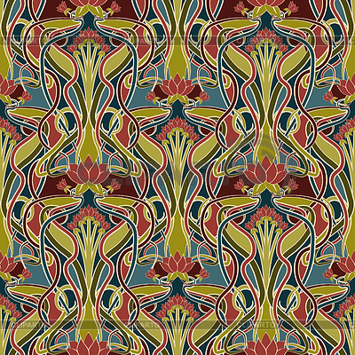 400x400 Floral Seamless Pattern In Art Nouveau Style, Vector Stock